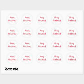 Sticker Rond Joyeux Noël Rouge et Blanc Typographie Script (Feuille)