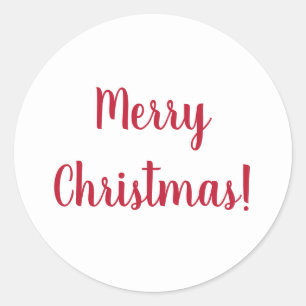 Sticker Rond Joyeux Noël Rouge et Blanc Typographie Script