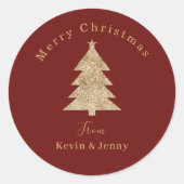 Sticker Rond Joyeux Noël Rouge et Or personnalisé (Devant)