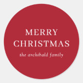 Sticker Rond Joyeux Noël rouge moderne (Devant)