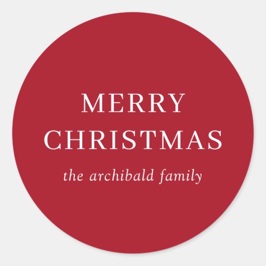 Sticker Rond Joyeux Noël rouge moderne (Devant)
