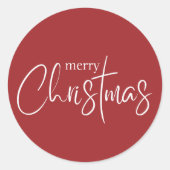 Sticker Rond Joyeux Noël Rouge Moderne Férié (Devant)