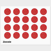 Sticker Rond Joyeux Noël rouge or script retour adresse (Feuille)