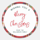 Sticker Rond Joyeux Noël Rouge personnalisé (Devant)