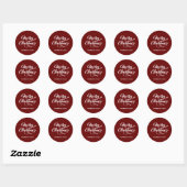 Sticker Rond Joyeux Noël rouge profond (Feuille)