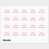 Sticker Rond Joyeux Noël Rouge Script Simple Blanc (Feuille)