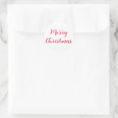 Sticker Rond Joyeux Noël Rouge Script Simple Blanc (Sac)
