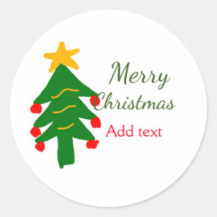 Sticker Rond Joyeux Noël rouge vert Noël ajouter le nom