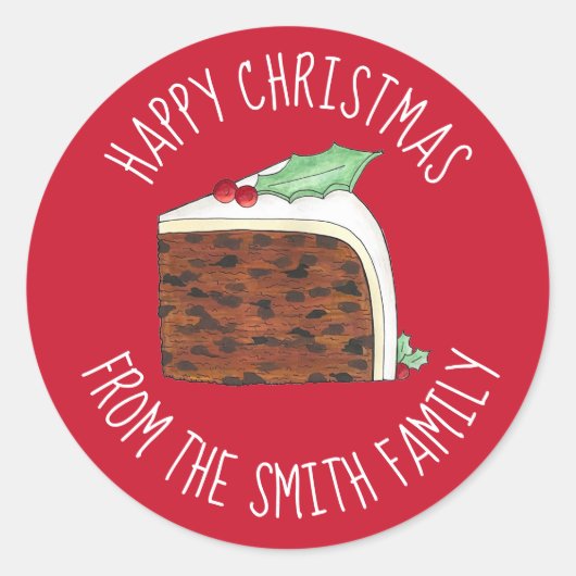 Sticker Rond Joyeux Noël Royaume-Uni tranche de gâteau britanni (Devant)