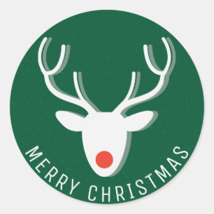 Sticker Rond Joyeux Noël Rudolph Reindeer