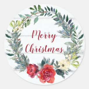 Sticker Rond Joyeux Noël rustique