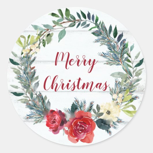 Sticker Rond Joyeux Noël rustique (Devant)