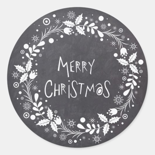 Sticker Rond Joyeux Noël Rustique Fleur Wreath tableau de bord (Devant)