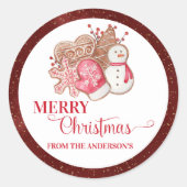 Sticker Rond Joyeux Noël Rustique Gingerbread Cookies (Devant)