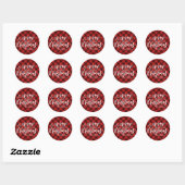 Sticker Rond Joyeux Noël rustique Script Rouge Plaid (Feuille)