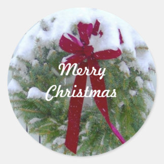 Sticker Rond Joyeux Noël Saison Carte Enveloppe Phoques