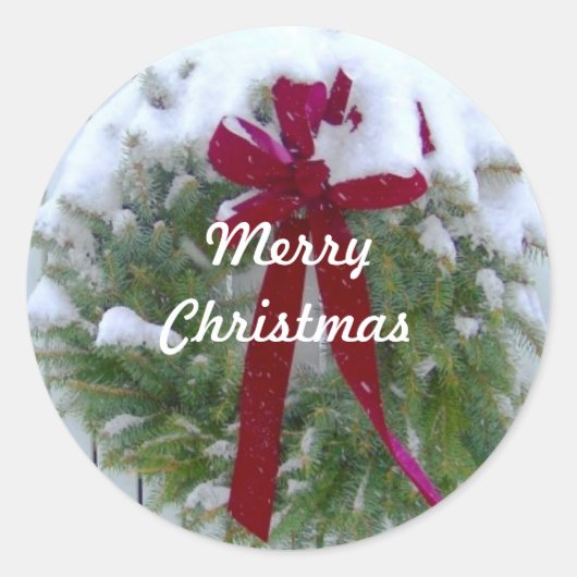 Sticker Rond Joyeux Noël Saison Carte Enveloppe Phoques (Devant)