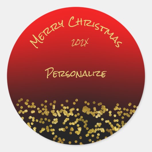 Sticker Rond Joyeux Noël Salutation Parties scintillant Rouge o (Devant)