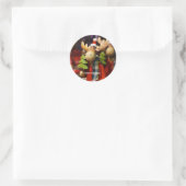 Sticker Rond Joyeux Noël Santa Claus Moose (Sac)