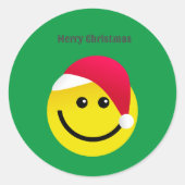 Sticker Rond Joyeux Noël Santa Hat Emoji Classic Round Stic (Devant)