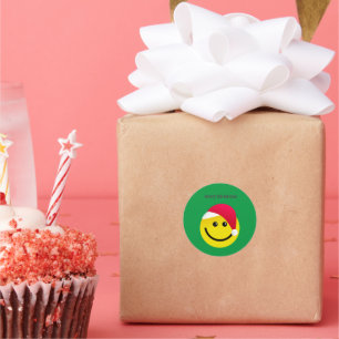Sticker Rond Joyeux Noël Santa Hat Emoji Classic Round Stic