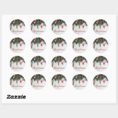 Sticker Rond Joyeux Noël, Sapin, Canne de Bonbon (Feuille)