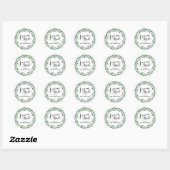 Sticker Rond Joyeux Noel Script Décontracté simple | Wreath (Feuille)