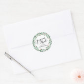 Sticker Rond Joyeux Noel Script Décontracté simple | Wreath (Enveloppe)
