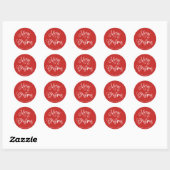 Sticker Rond Joyeux Noël | Script manuscrit en rouge (Feuille)
