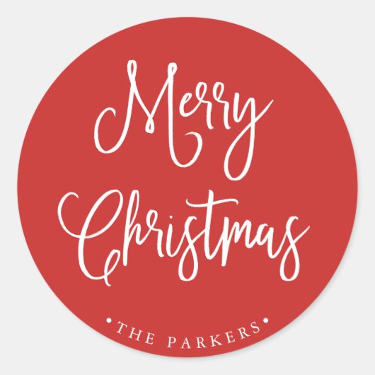 Sticker Rond Joyeux Noël | Script manuscrit en rouge (Devant)