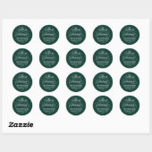 Sticker Rond Joyeux Noël Script Retourner l'adresse verte (Feuille)
