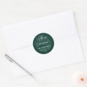 Sticker Rond Joyeux Noël Script Retourner l'adresse verte (Enveloppe)