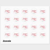 Sticker Rond Joyeux Noel Script rouge manuscrit (Feuille)