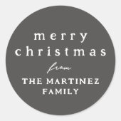 Sticker Rond Joyeux Noël simple ardoise rustique gris vacances (Devant)