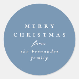 Sticker Rond Joyeux Noël simple bleu clair vacances