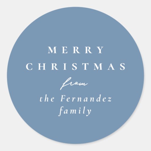 Sticker Rond Joyeux Noël simple bleu clair vacances (Devant)