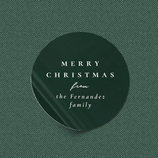 Sticker Rond Joyeux Noël simple élégant vert foncé vacances