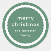 Sticker Rond Joyeux Noël simple vert blanc vacances (Devant)