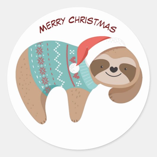 Sticker Rond Joyeux Noël Sloth (Devant)