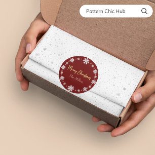 Sticker Rond Joyeux Noël Snowflake Élégant Rouge moderne