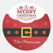 Sticker Rond Joyeux Noël Snowflake Santa Claus Coit Belt (Devant)