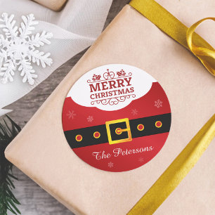 Sticker Rond Joyeux Noël Snowflake Santa Claus Coit Belt