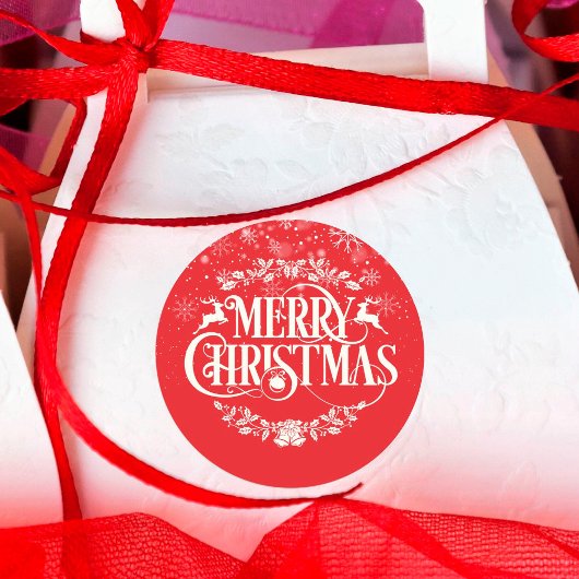 Sticker Rond Joyeux Noël Snowflakes