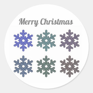 Sticker Rond Joyeux Noël Snowflakes