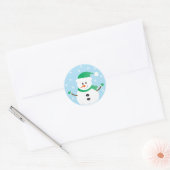 Sticker Rond Joyeux Noël Snowman Snowflakes (Enveloppe)