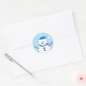 Sticker Rond Joyeux Noël Snowman Snowflakes (Enveloppe)