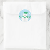 Sticker Rond Joyeux Noël Snowman Snowflakes (Sac)