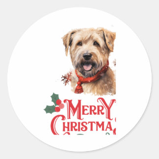 Sticker Rond Joyeux Noël Staffordshire Bull Terrier