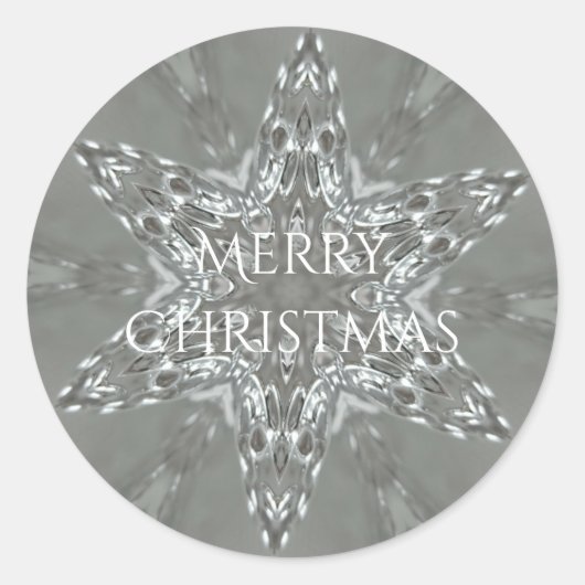 Sticker Rond Joyeux Noël Star Antique Silver Grey (Devant)