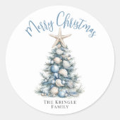 Sticker Rond Joyeux Noël sur la plage (Devant)